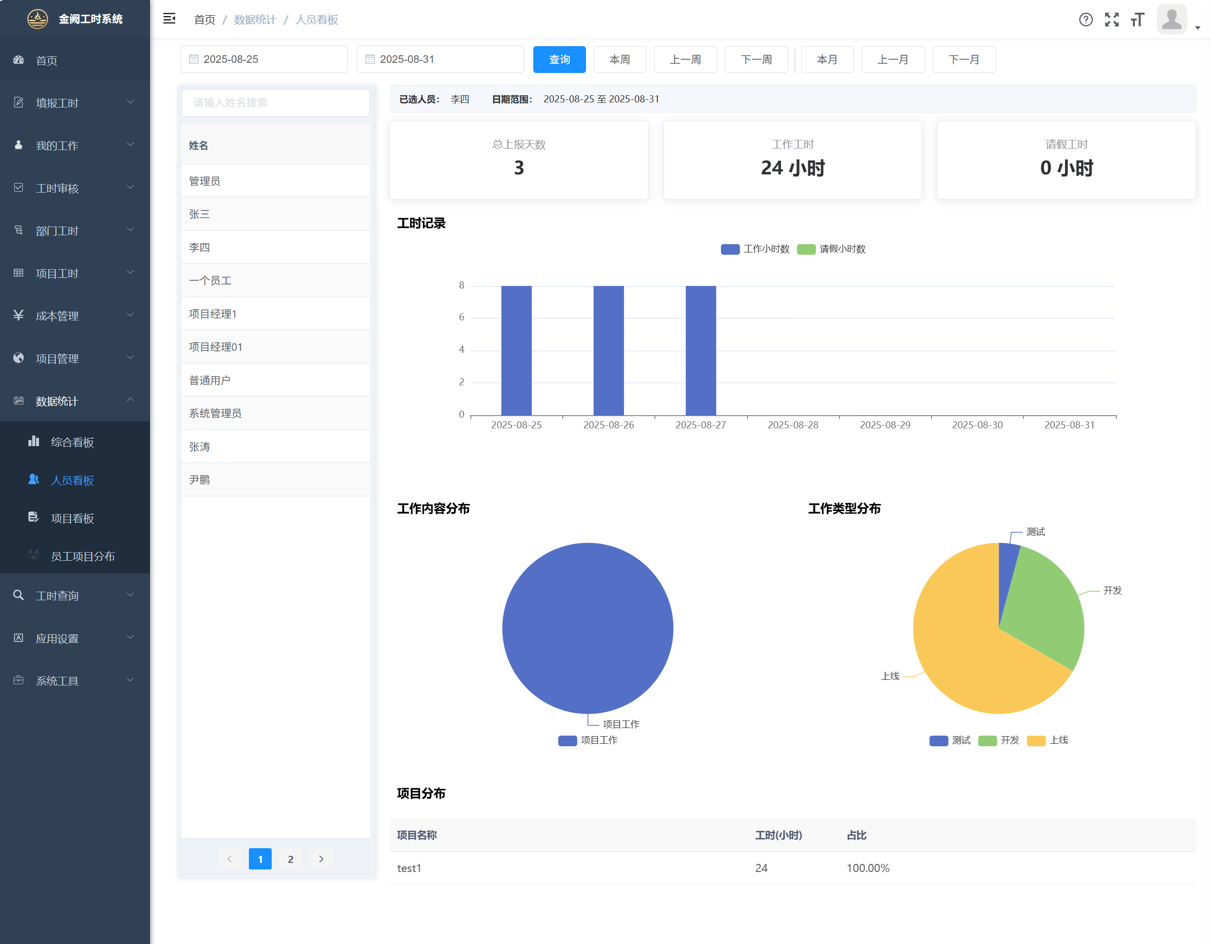 工时记录界面截图